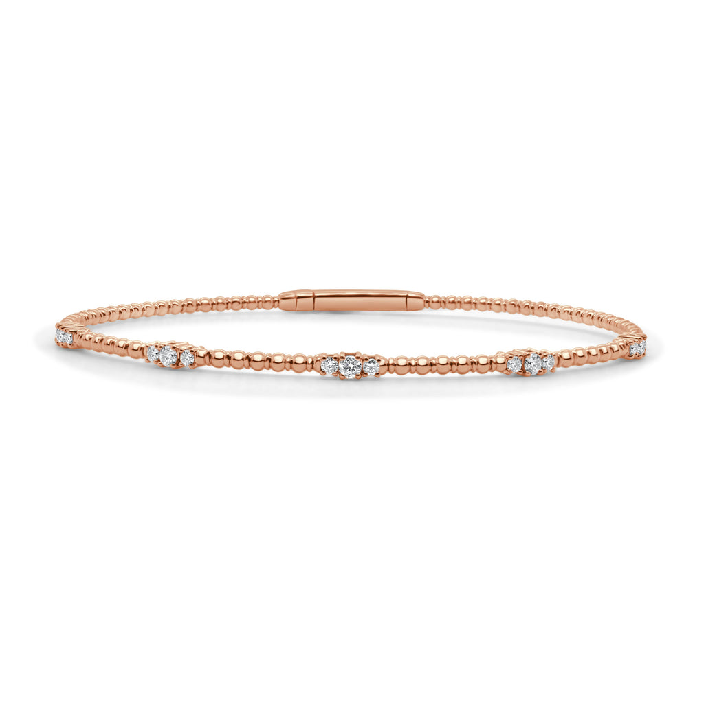 14K Gold Diamond Flex Bangle - Rose