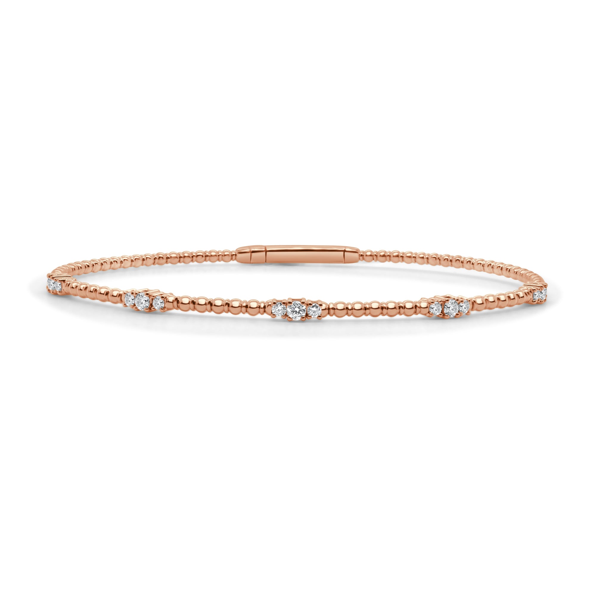 14K Gold Diamond Flex Bangle - Rose