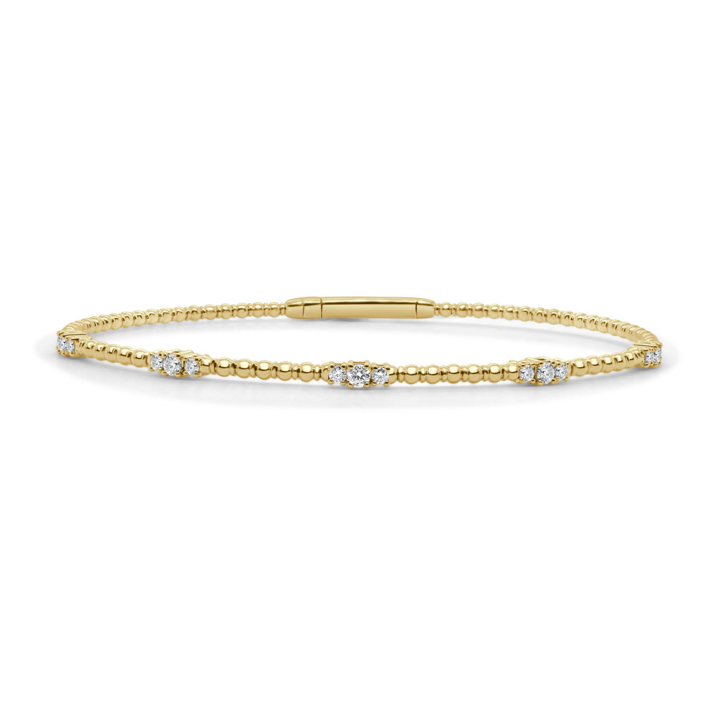14K Gold Diamond Flex Bangle - Yellow