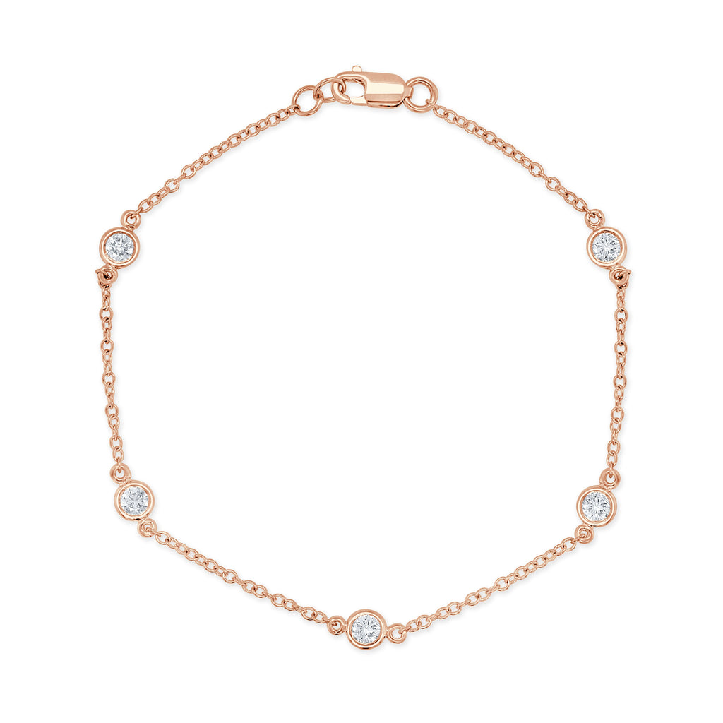 14K Gold & Diamond Bezel Bracelet - Rose