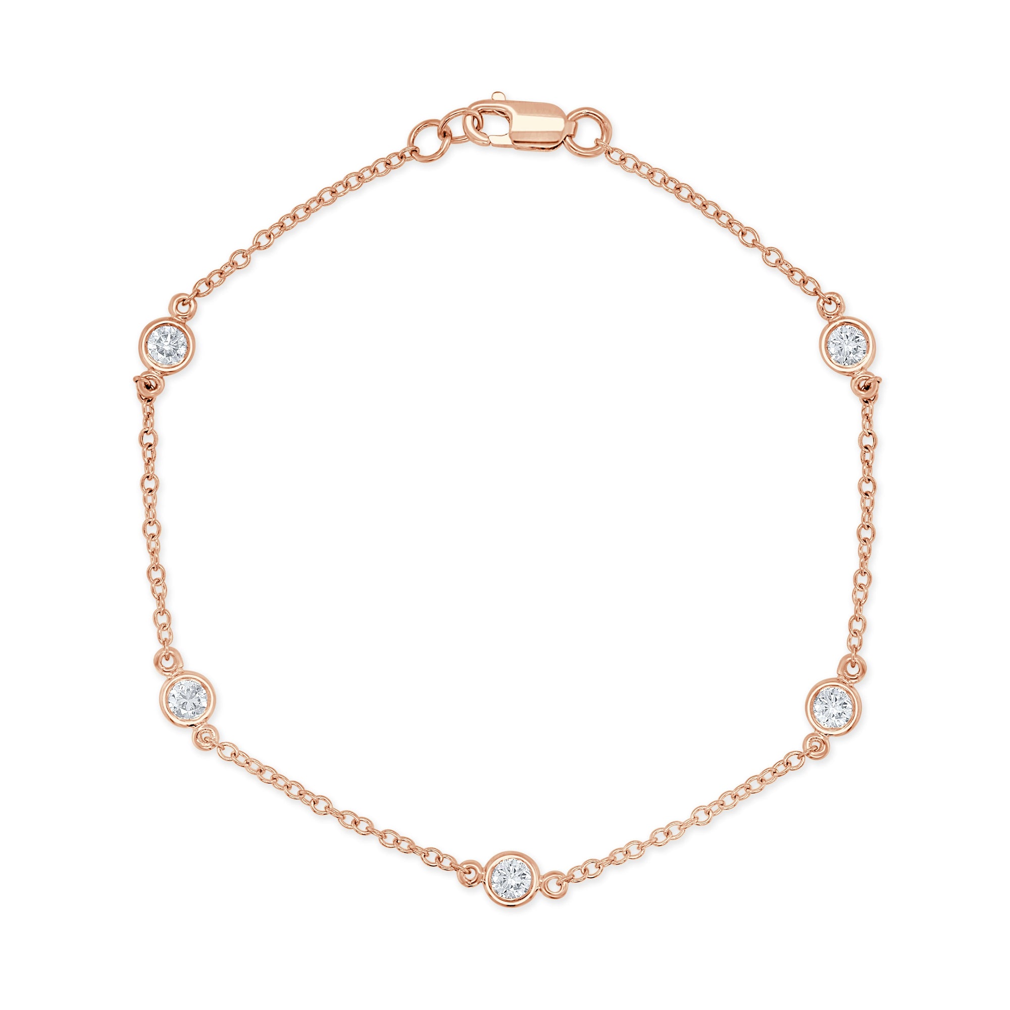 14K Gold & Diamond Bezel Bracelet - Rose