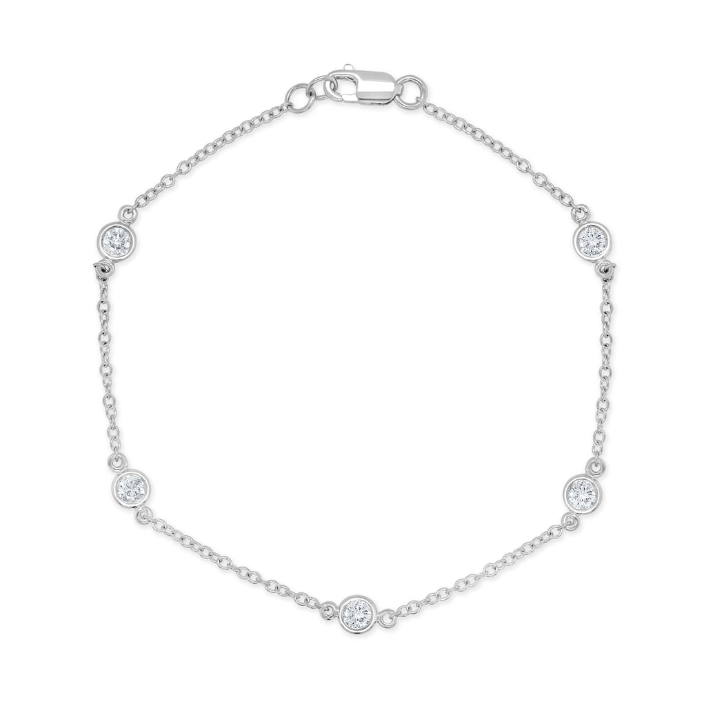 14K Gold & Diamond Bezel Bracelet - White