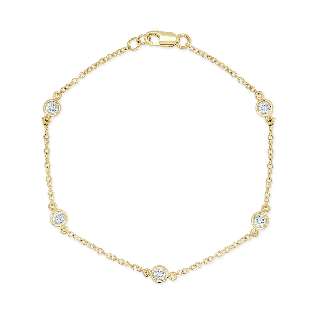 14K Gold & Diamond Bezel Bracelet - Yellow