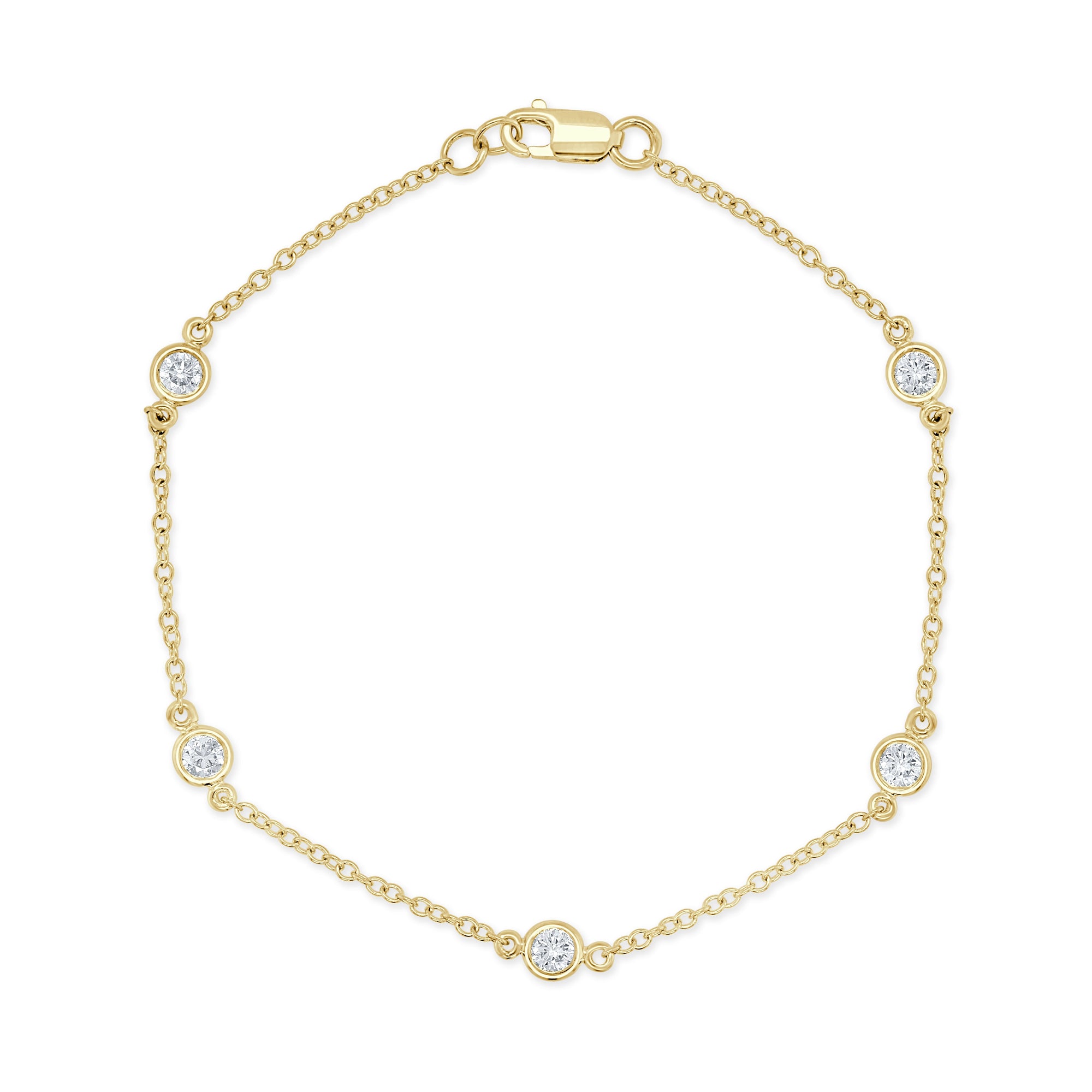 14K Gold & Diamond Bezel Bracelet - Yellow