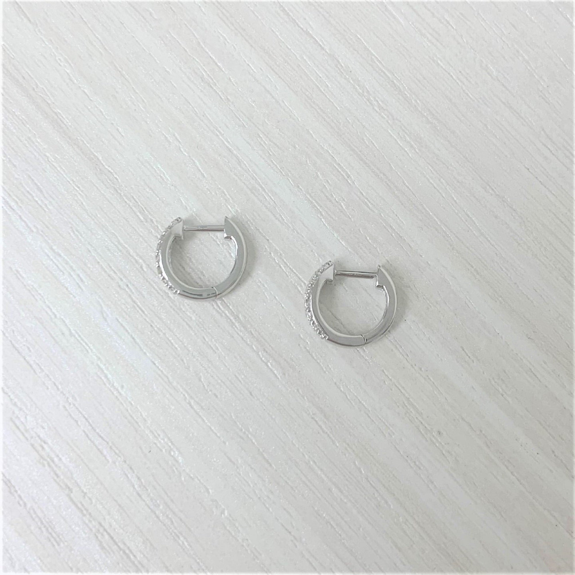 14k Gold & Diamond Huggie Earrings