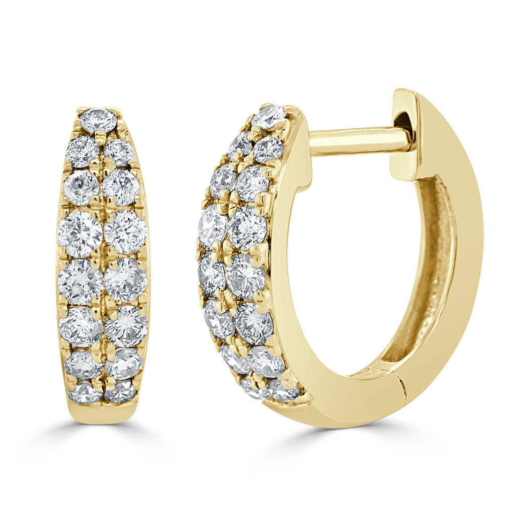 14k Gold & Diamond Huggie Earrings-Yellow