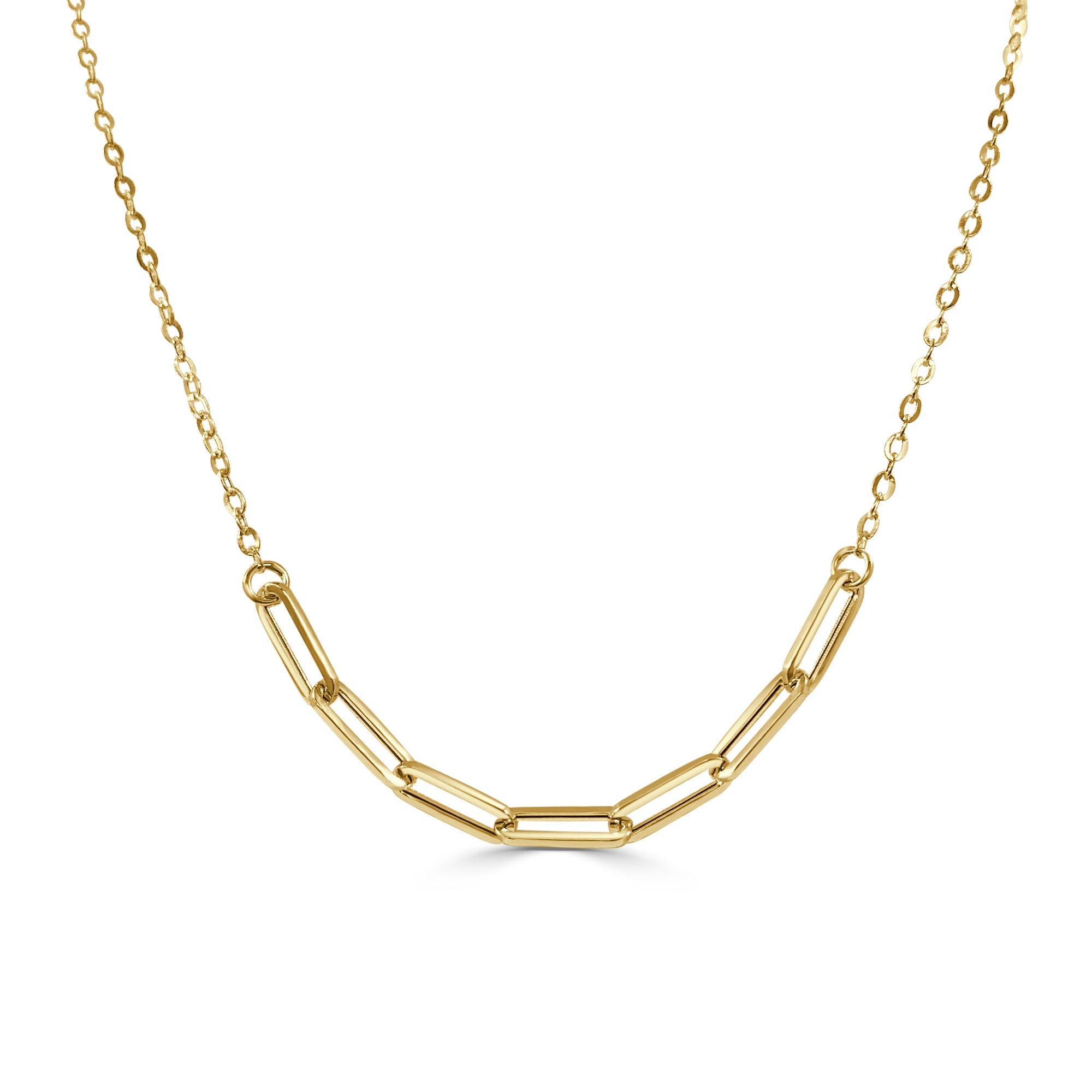 14K Gold Paperclip Link Necklace-Yellow