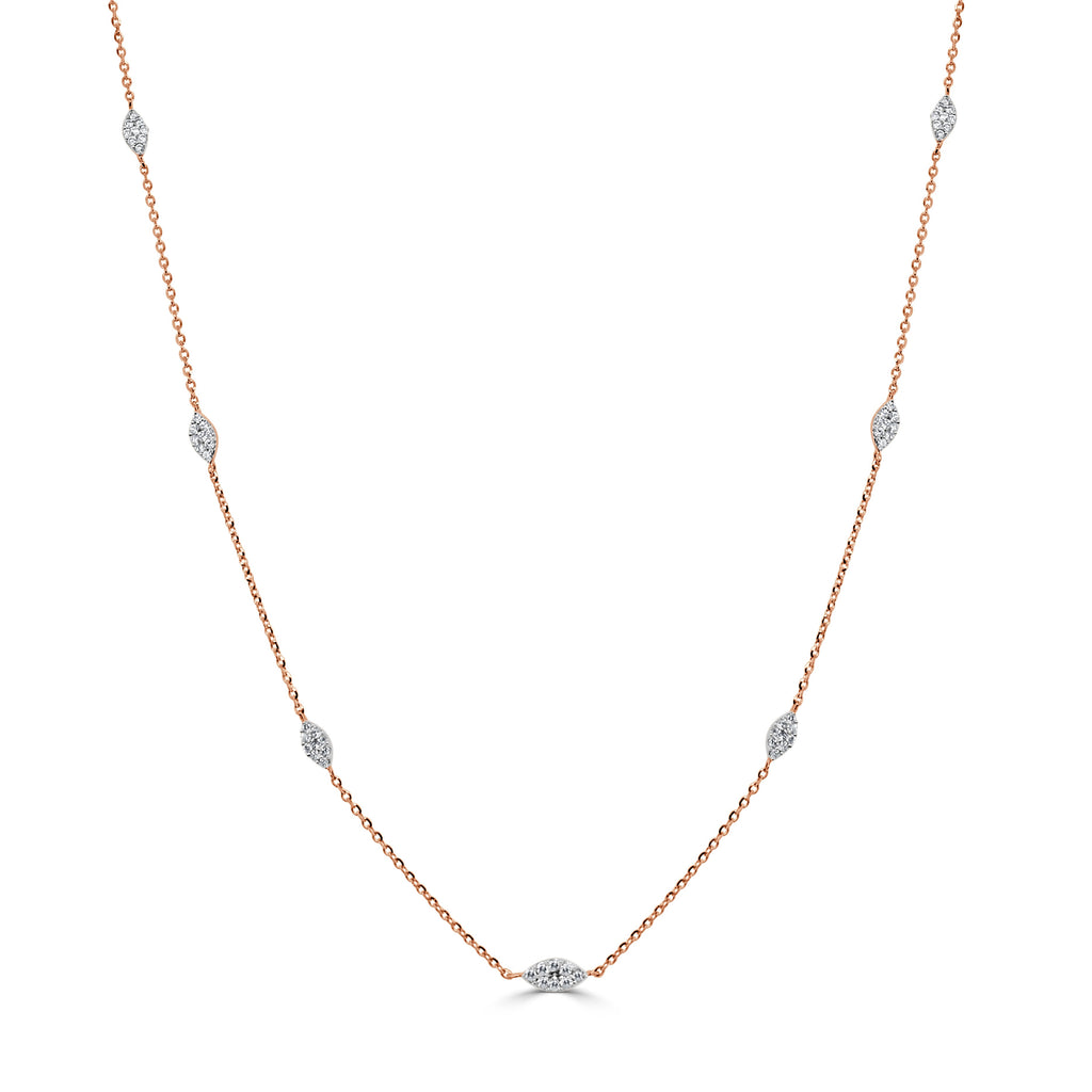 14k Gold & Diamond Station Necklace - Rose