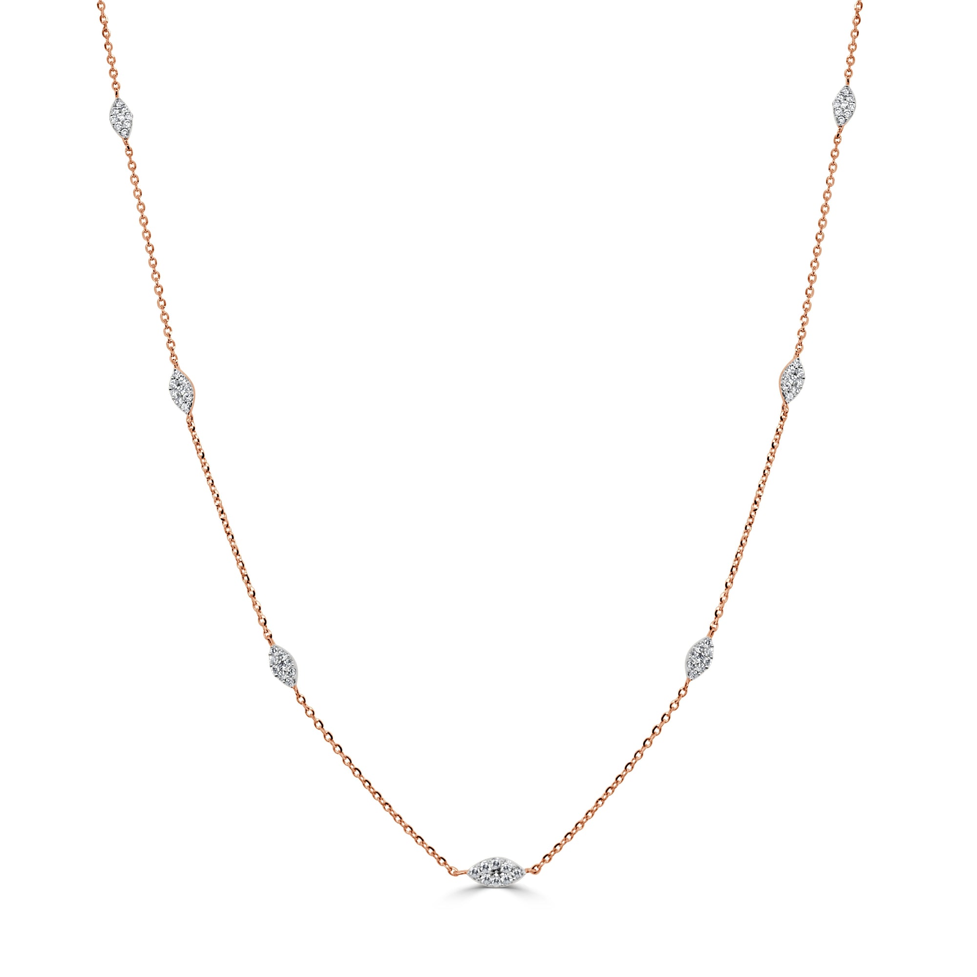 14k Gold & Diamond Station Necklace - Rose