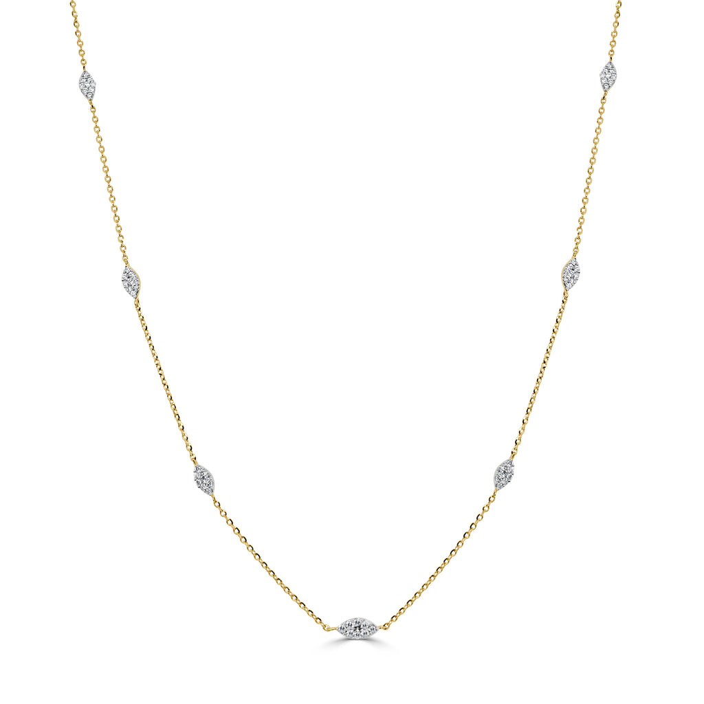 14k Gold & Diamond Station Necklace - Yellow