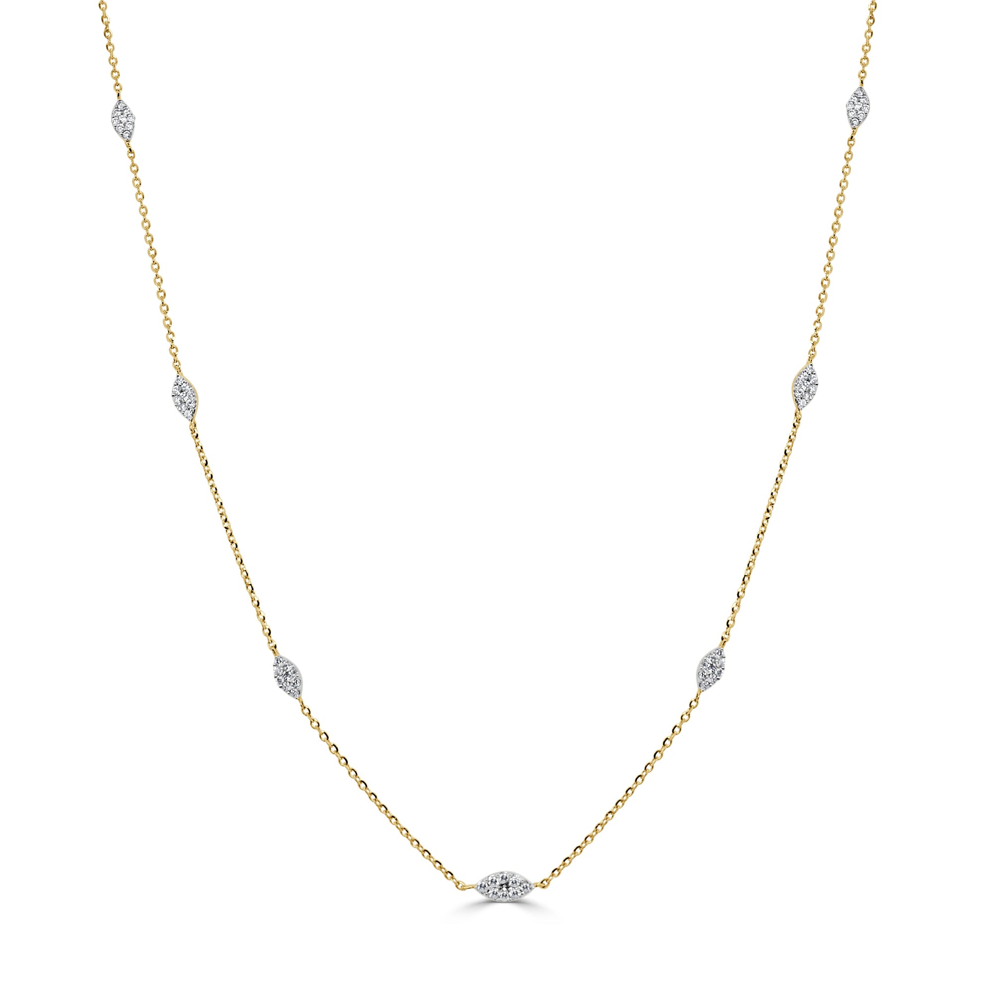14k Gold & Diamond Station Necklace - Yellow