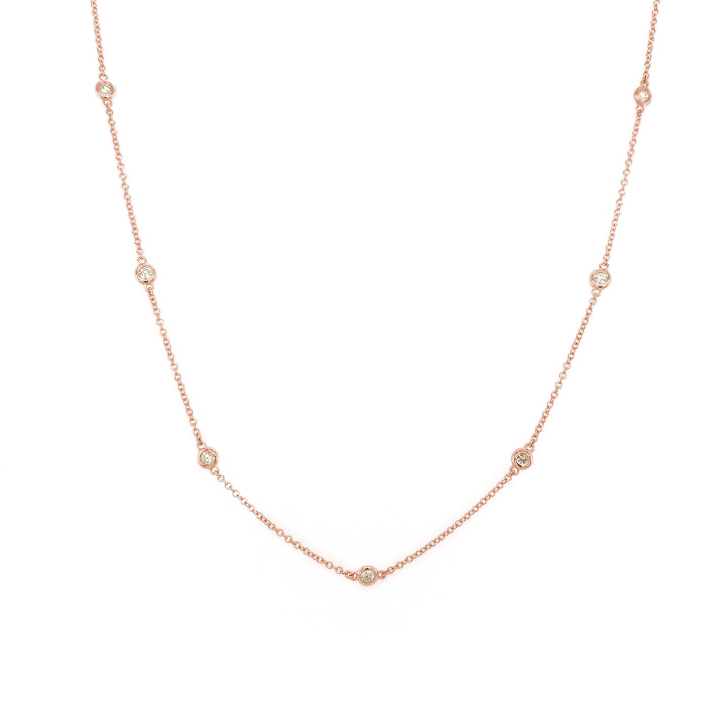 14K Gold Diamond Station Necklace – Rose