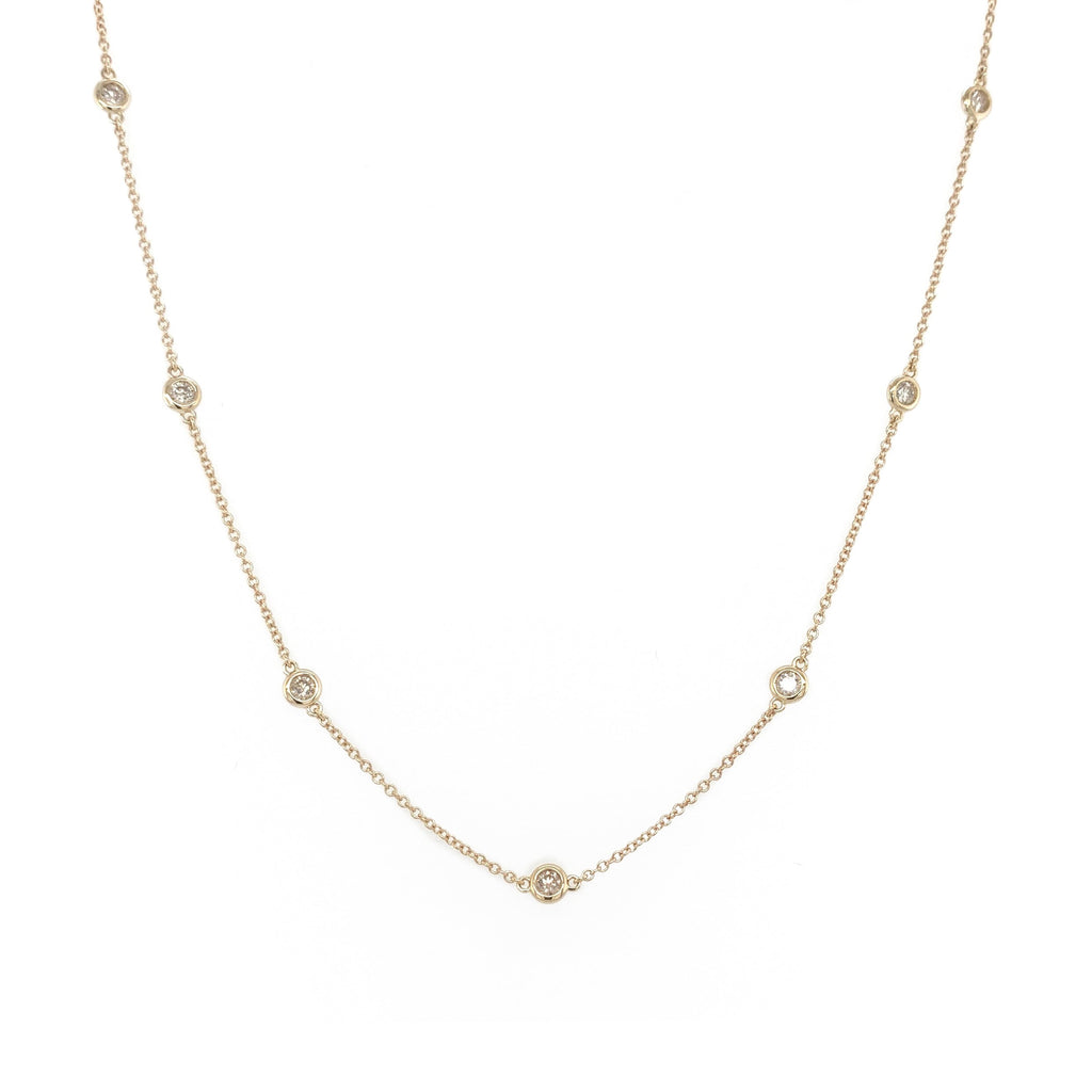14k Gold & Diamond Station Necklace - Yellow