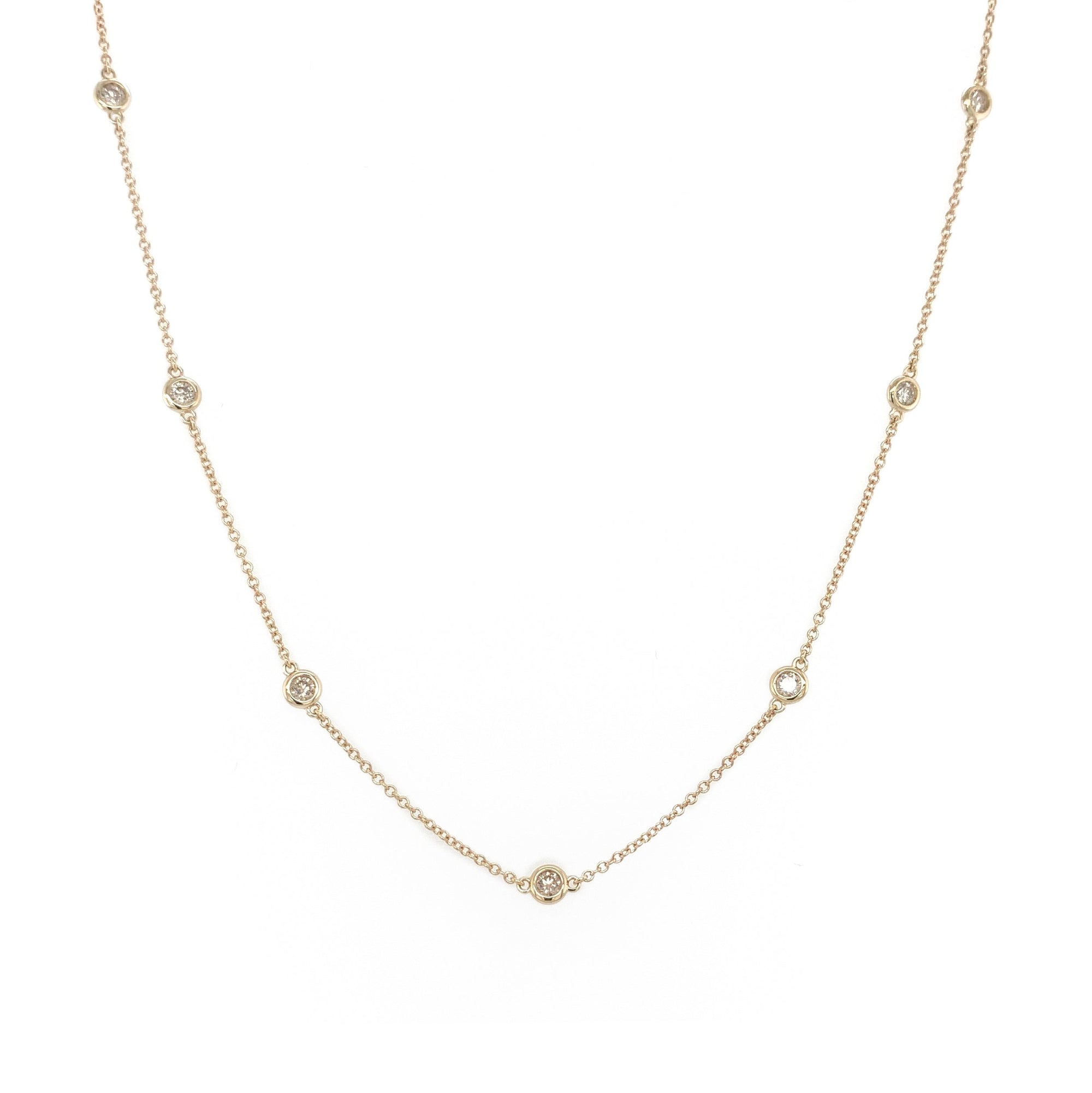 14k Gold & Diamond Station Necklace - Yellow