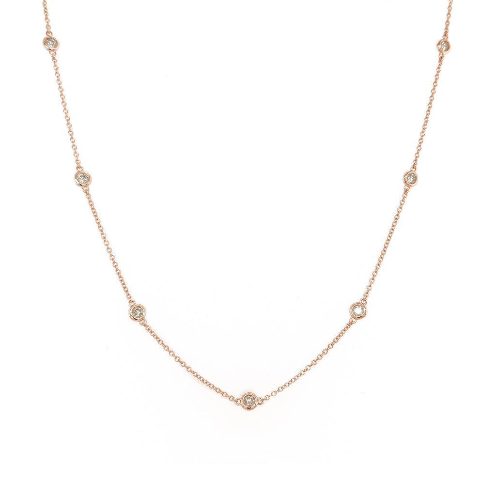 14k Gold & Diamond Station Necklace - Rose