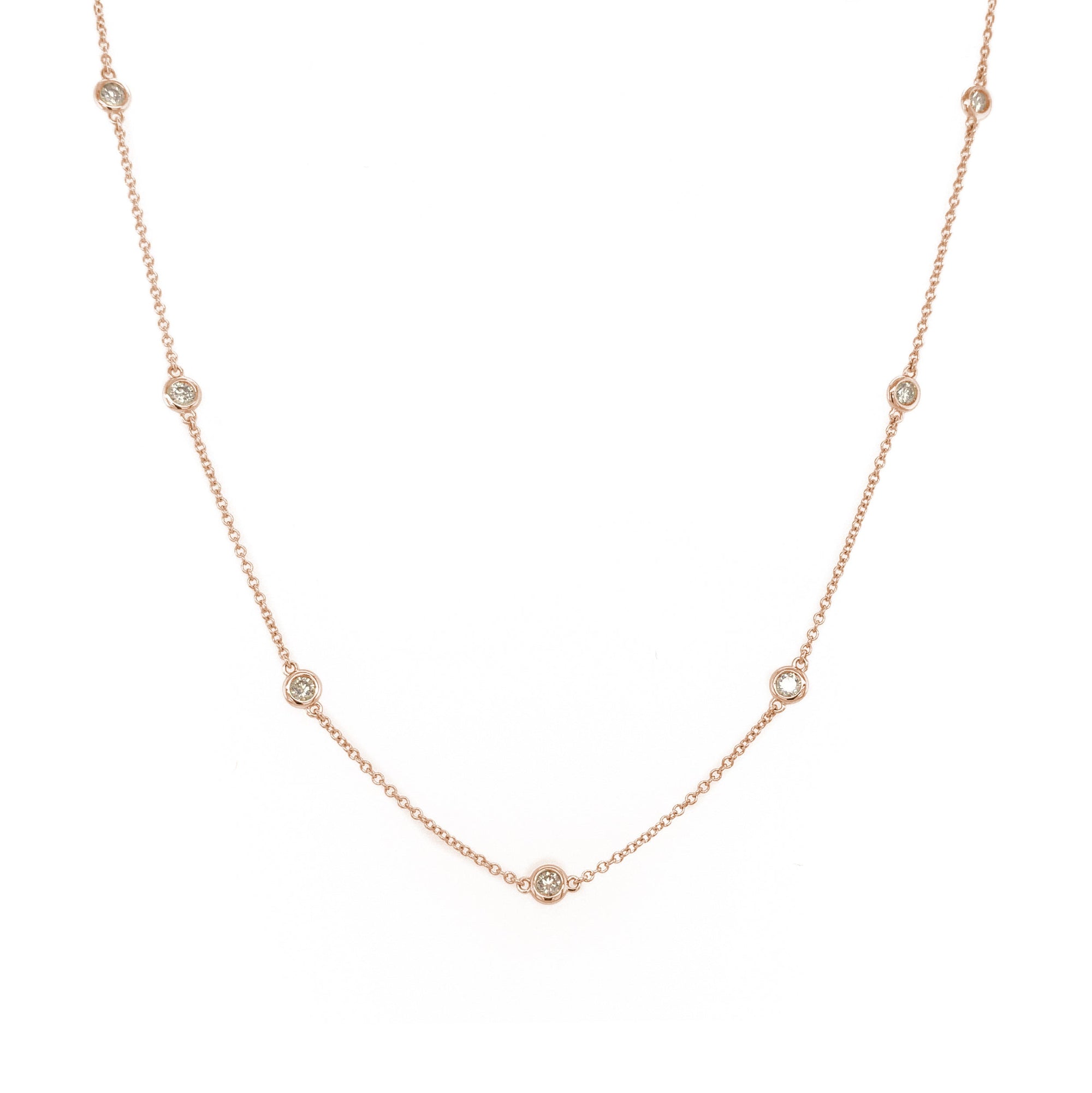 14k Gold & Diamond Station Necklace - Rose