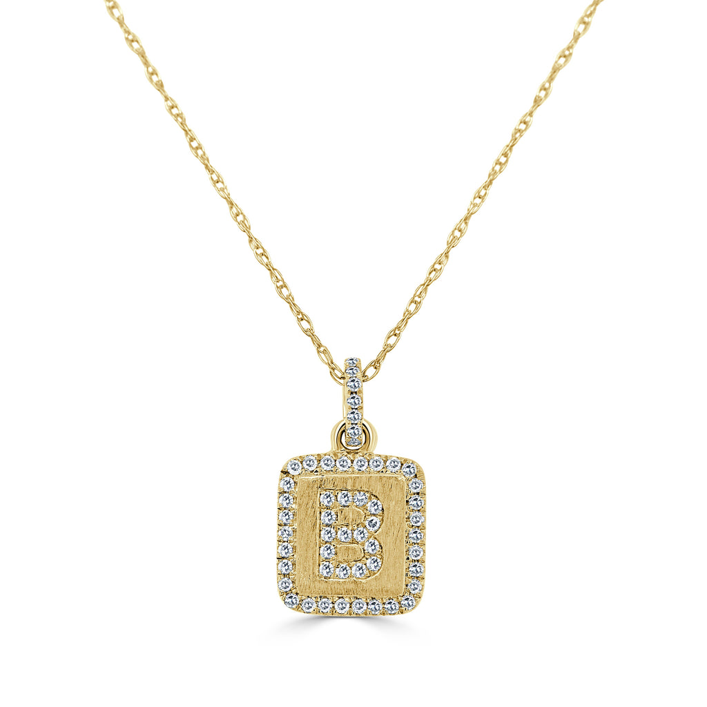 Diamond Small Initial Necklace, 14K