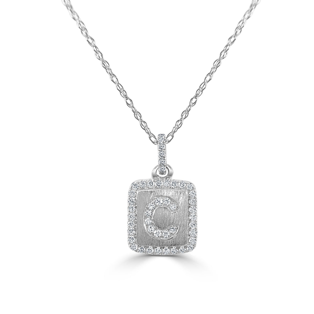 Diamond Small Initial Necklace, 14K