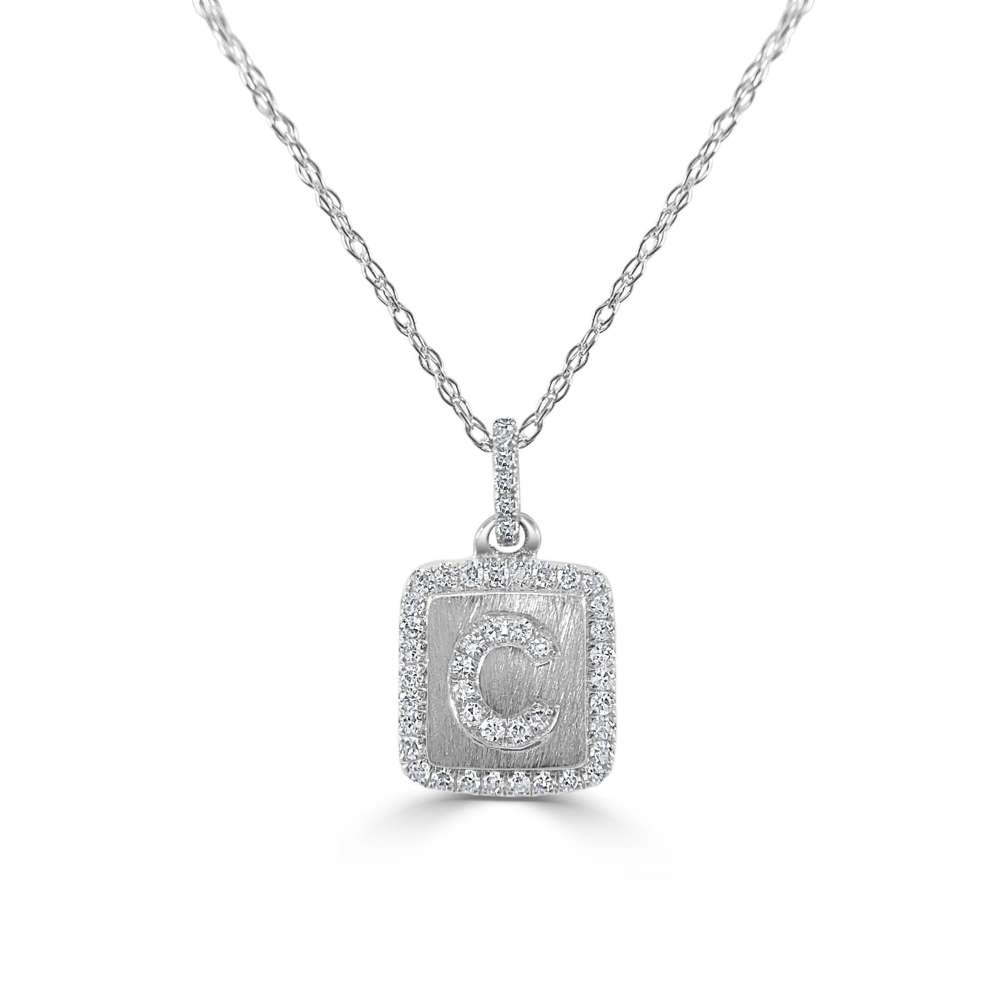 Diamond Small Initial Necklace, 14K