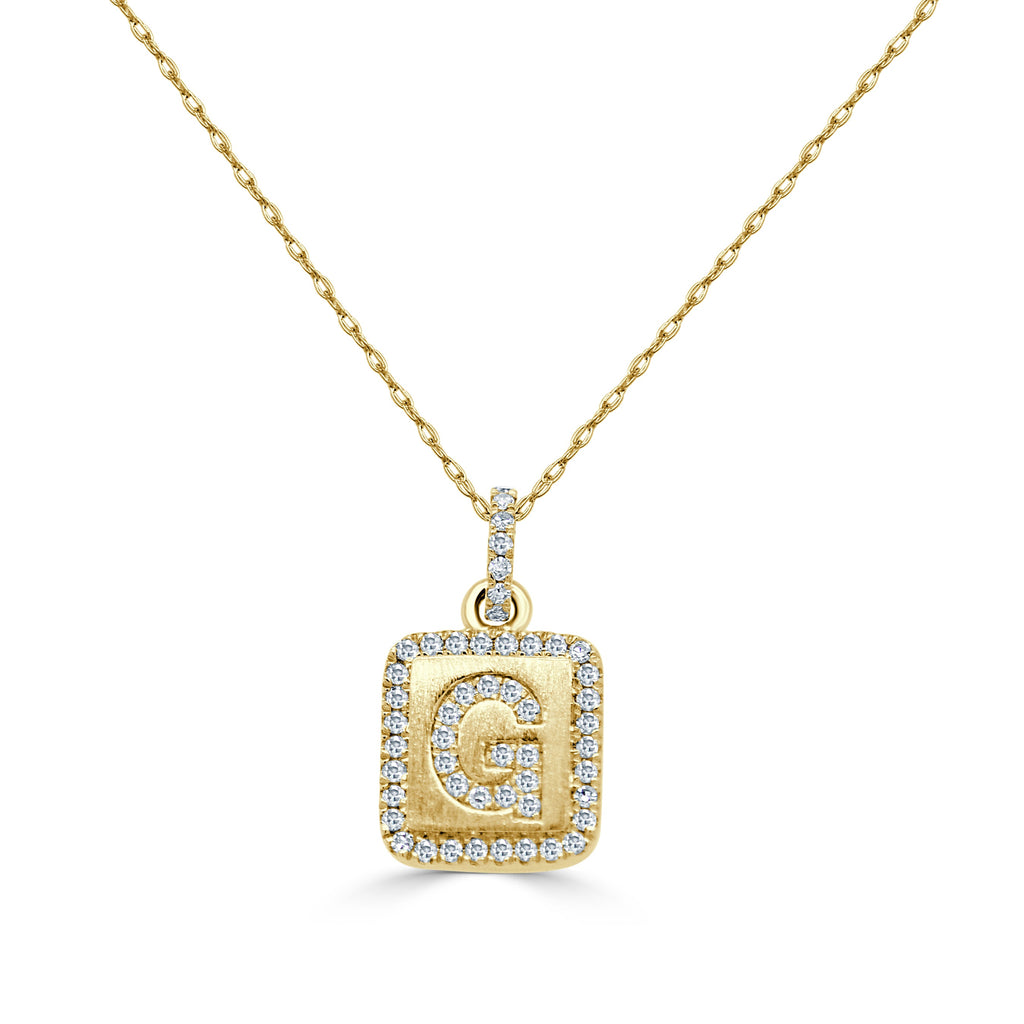Diamond Small Initial Necklace, 14K
