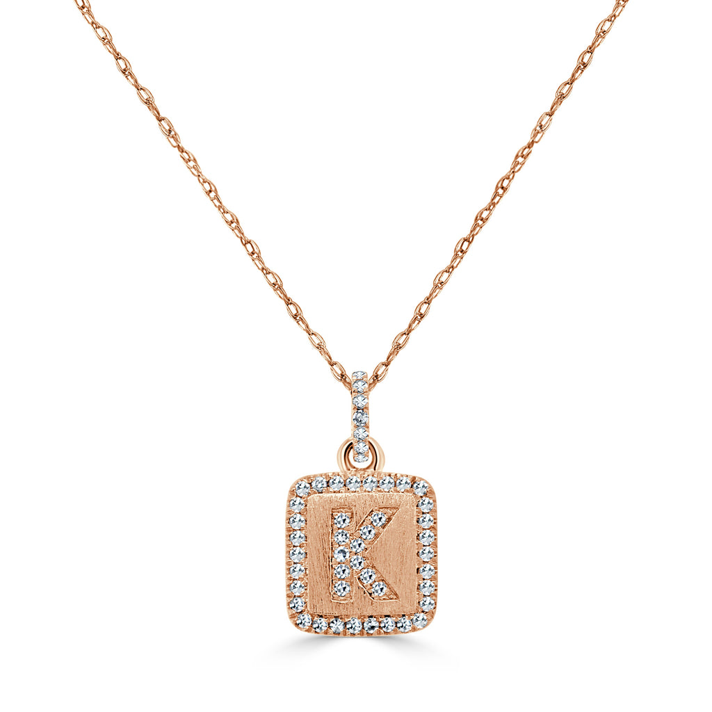 Diamond Small Initial Necklace, 14K