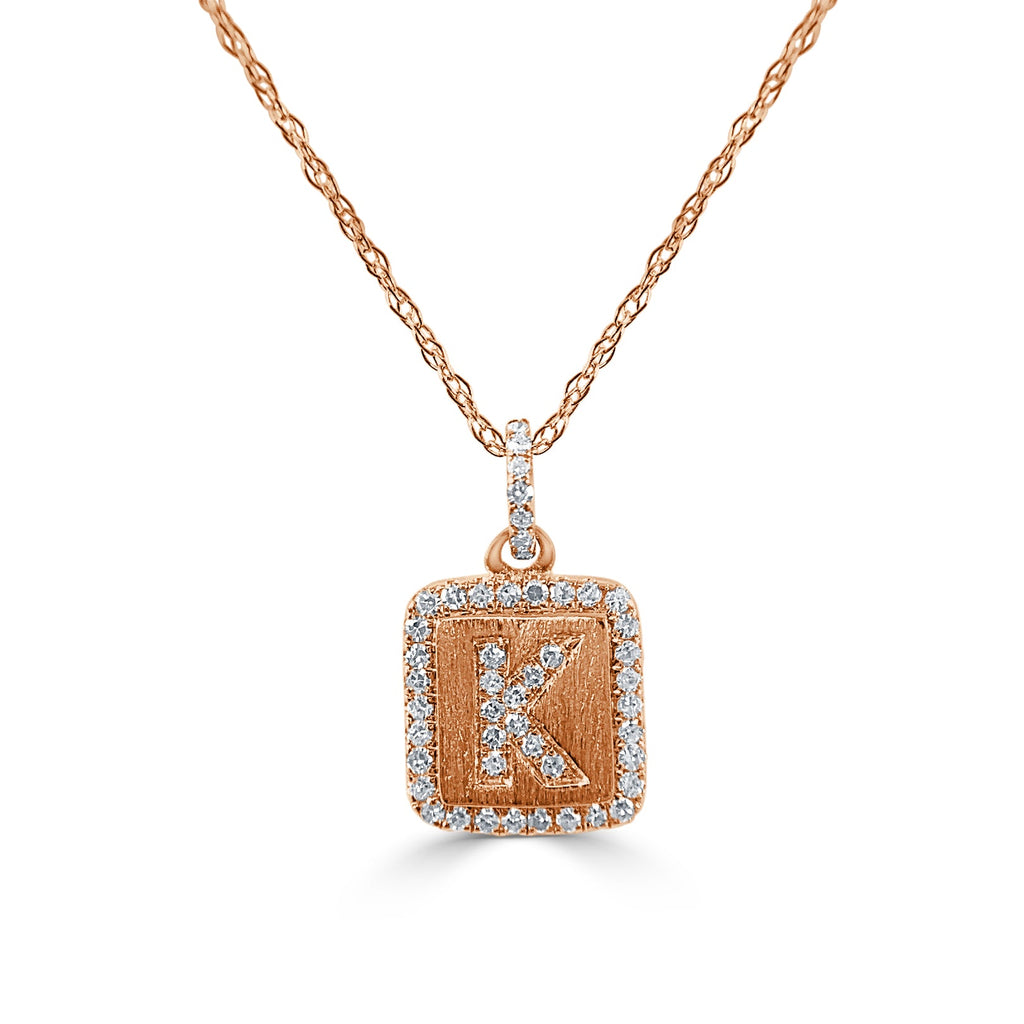 Diamond Small Initial Necklace, 14K