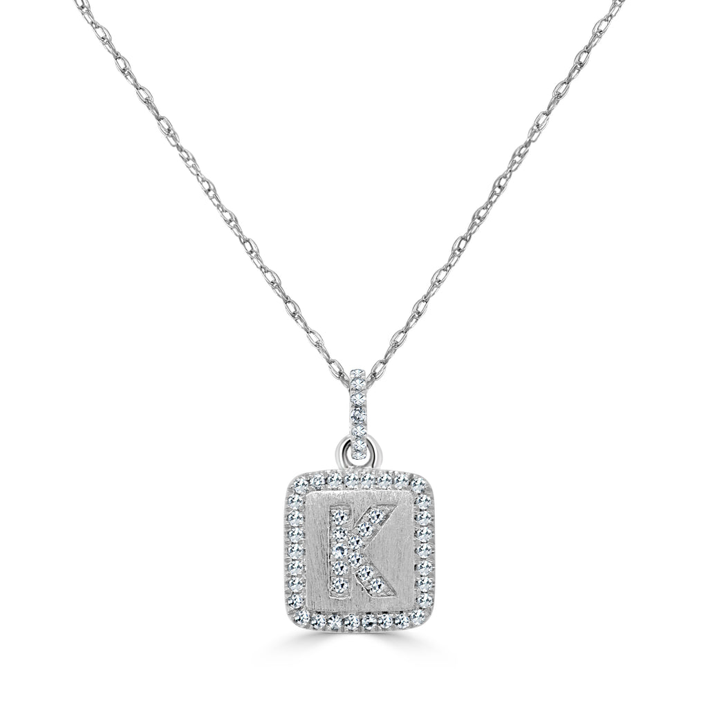 Diamond Small Initial Necklace, 14K