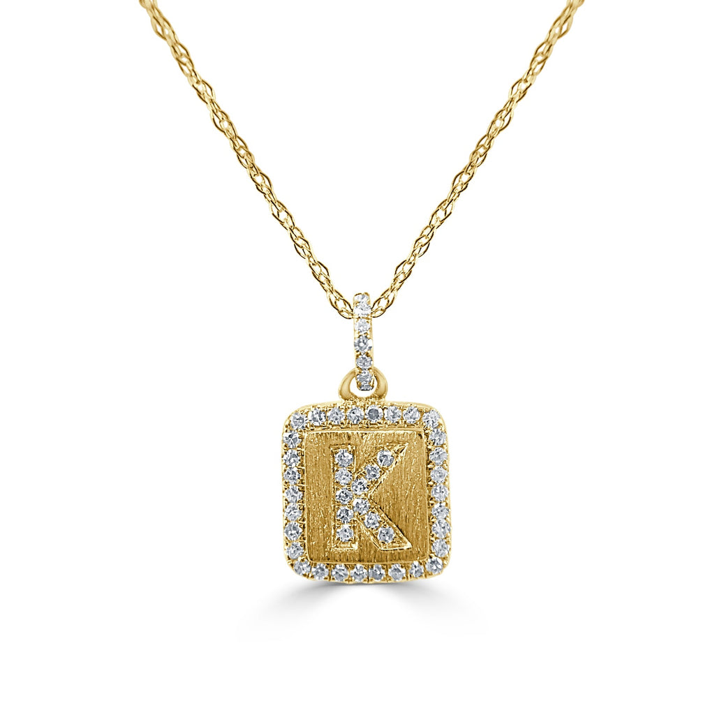 Diamond Small Initial Necklace, 14K