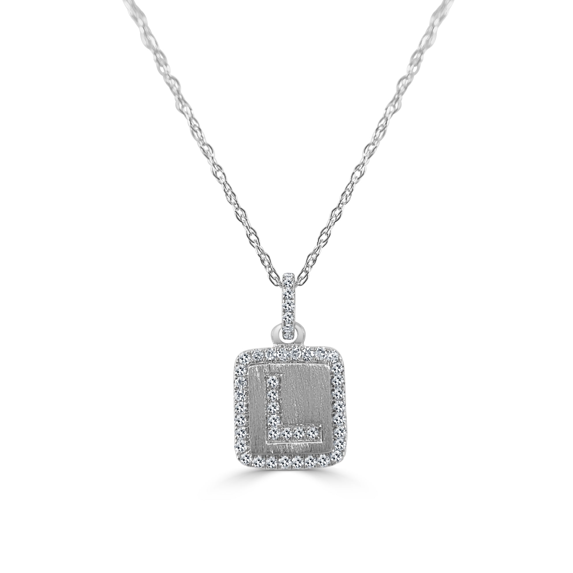 Diamond Small Initial Necklace, 14K