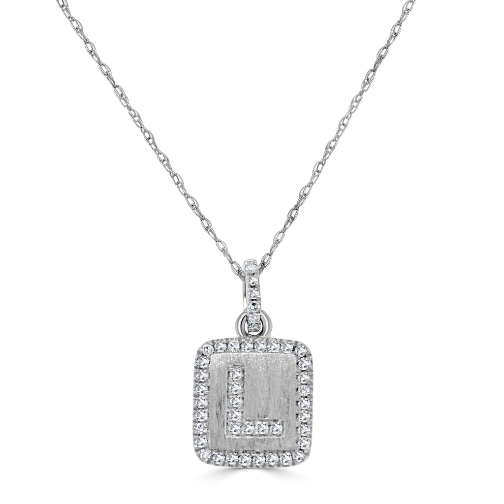 Diamond Small Initial Necklace, 14K