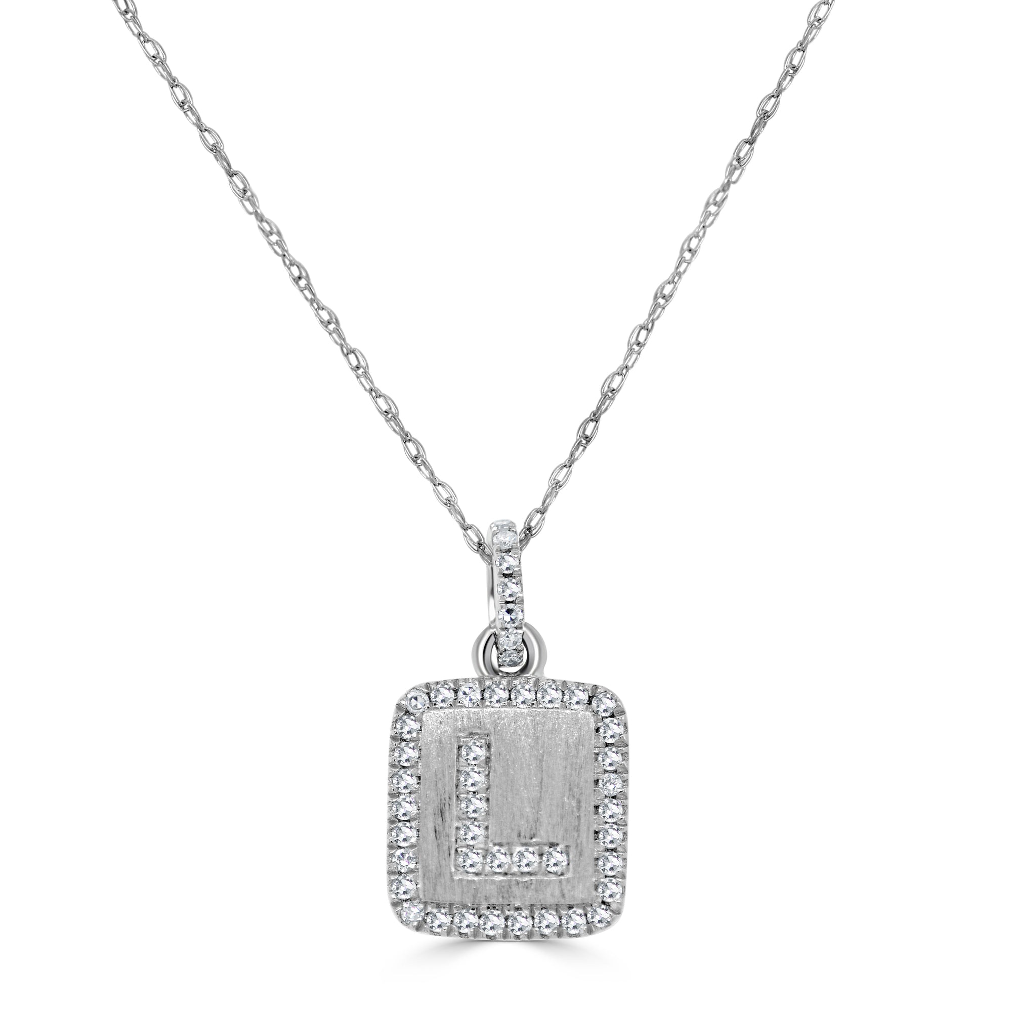 Diamond Small Initial Necklace, 14K
