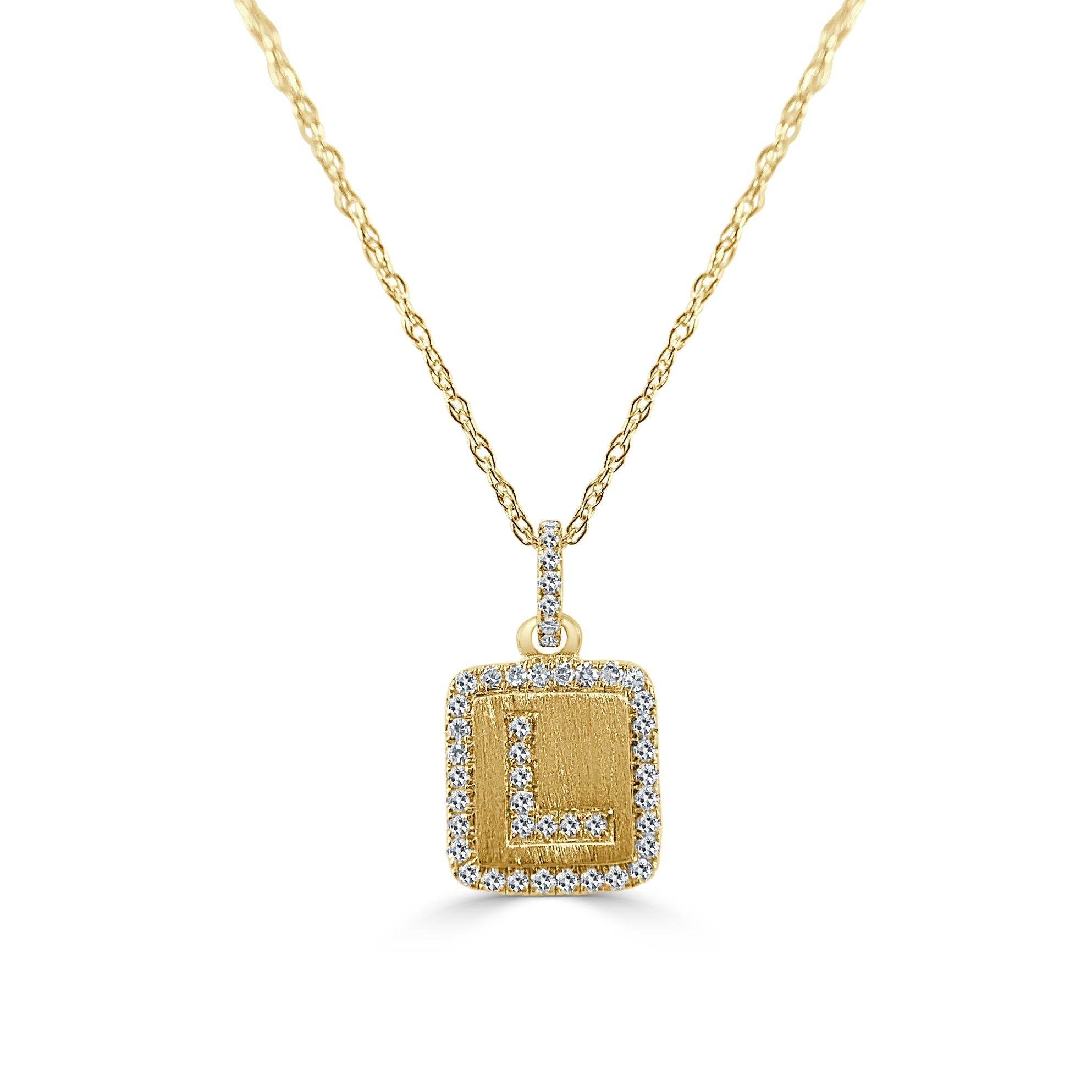 Diamond Small Initial Necklace, 14K