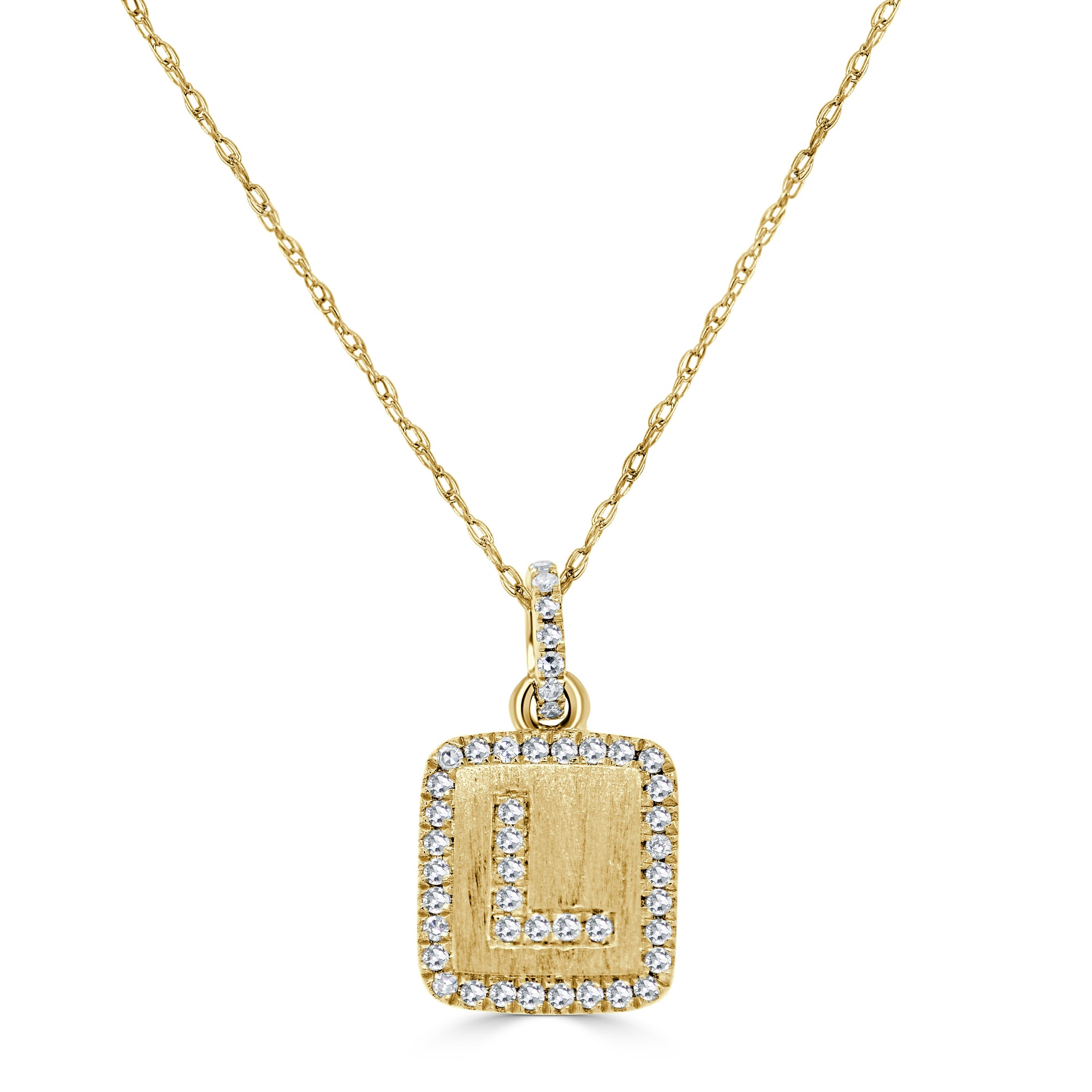 Diamond Small Initial Necklace, 14K