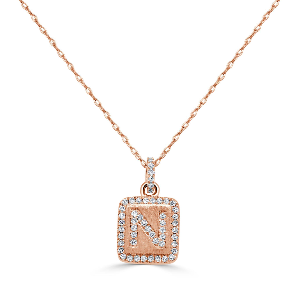 Diamond Small Initial Necklace, 14K