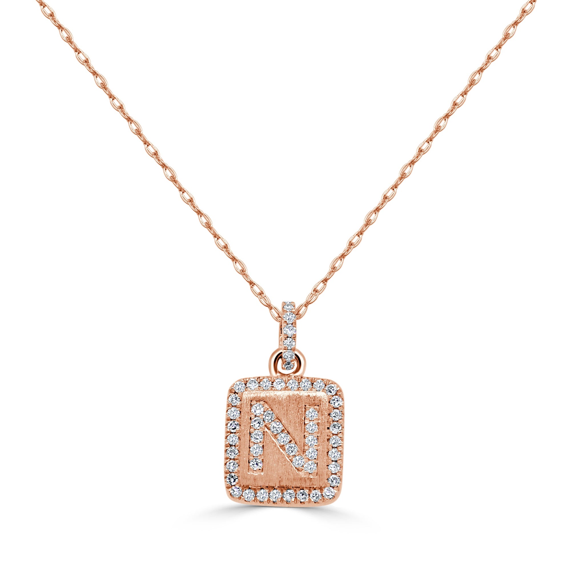 Diamond Small Initial Necklace, 14K