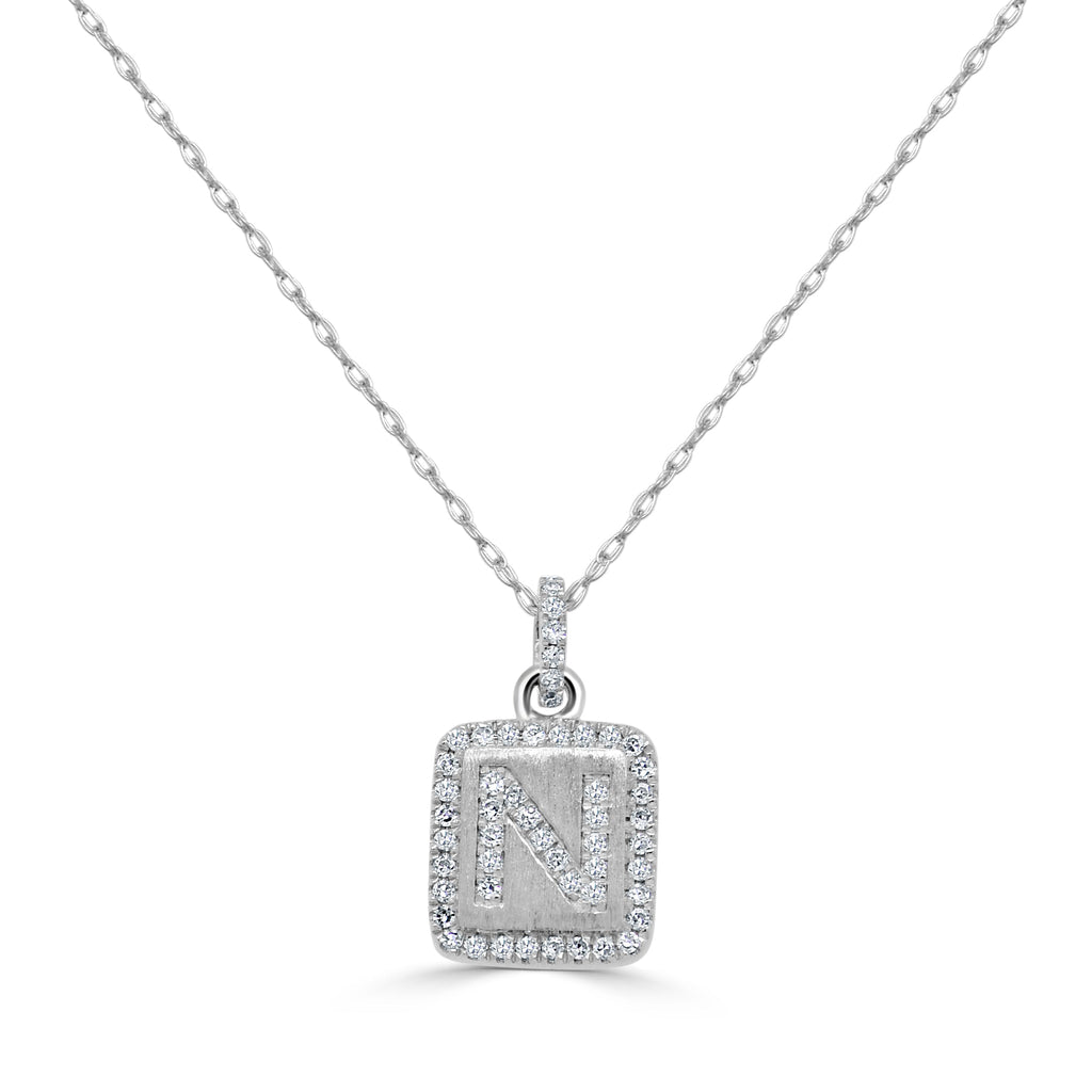 Diamond Small Initial Necklace, 14K