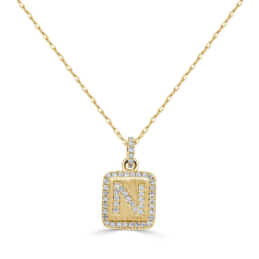 Diamond Small Initial Necklace, 14K