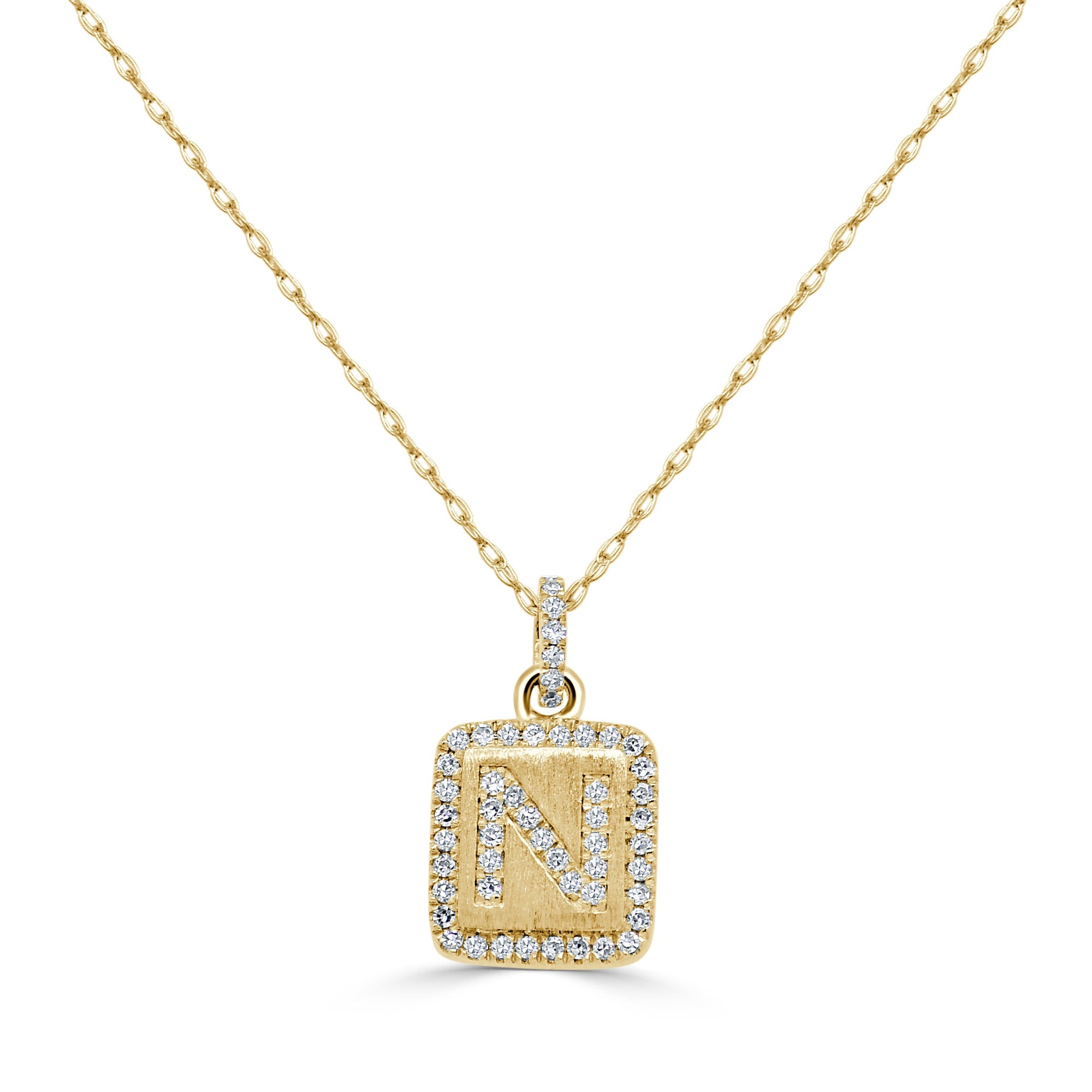 Diamond Small Initial Necklace, 14K
