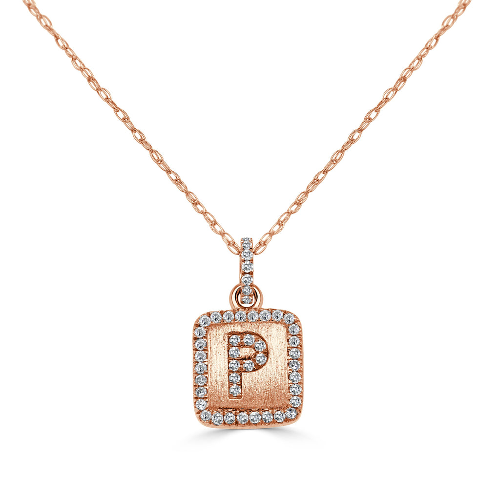 Diamond Small Initial Necklace, 14K