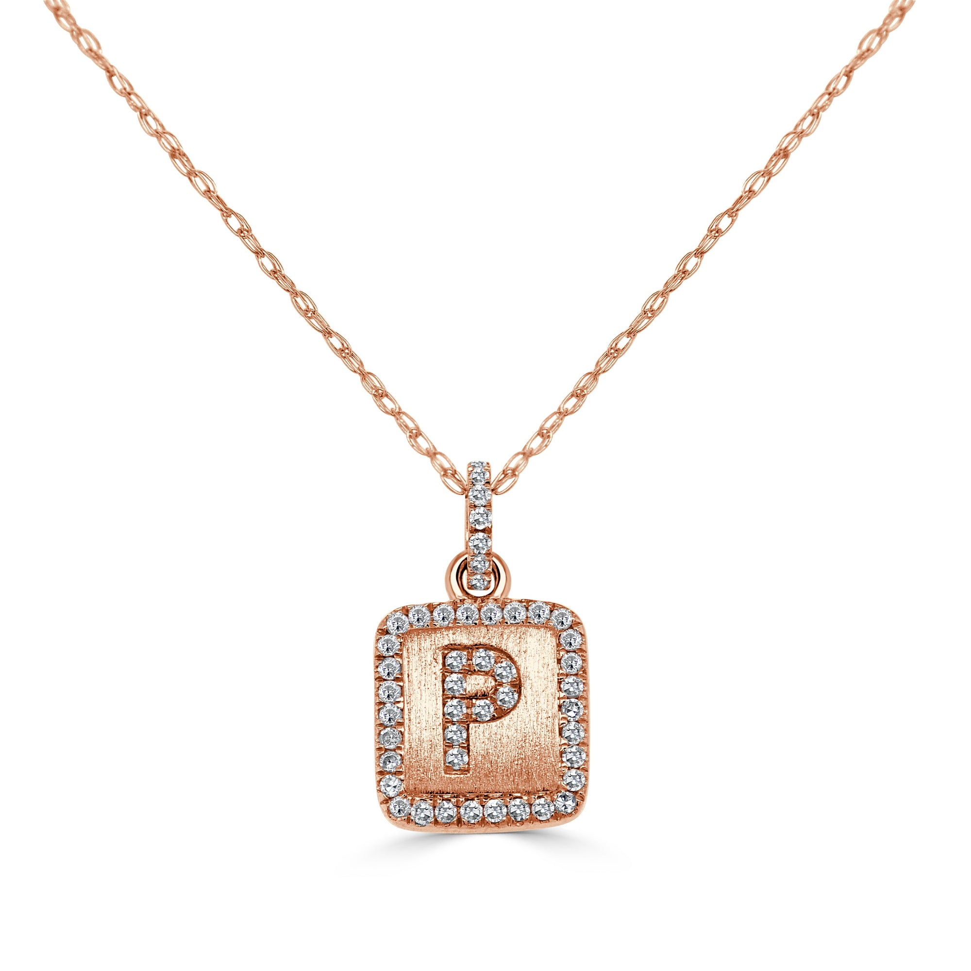 Diamond Small Initial Necklace, 14K