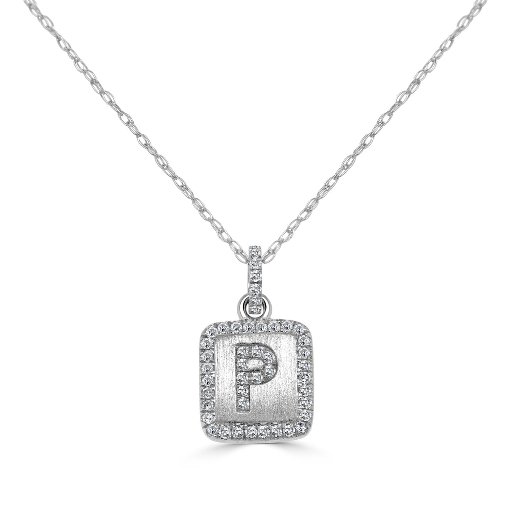 Diamond Small Initial Necklace, 14K