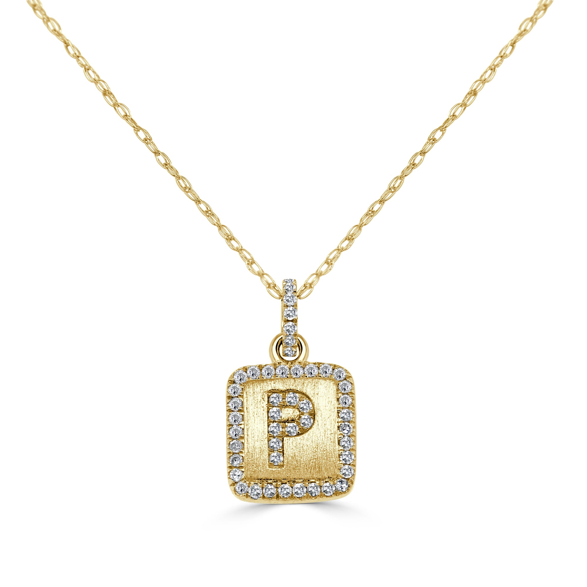 Diamond Small Initial Necklace, 14K