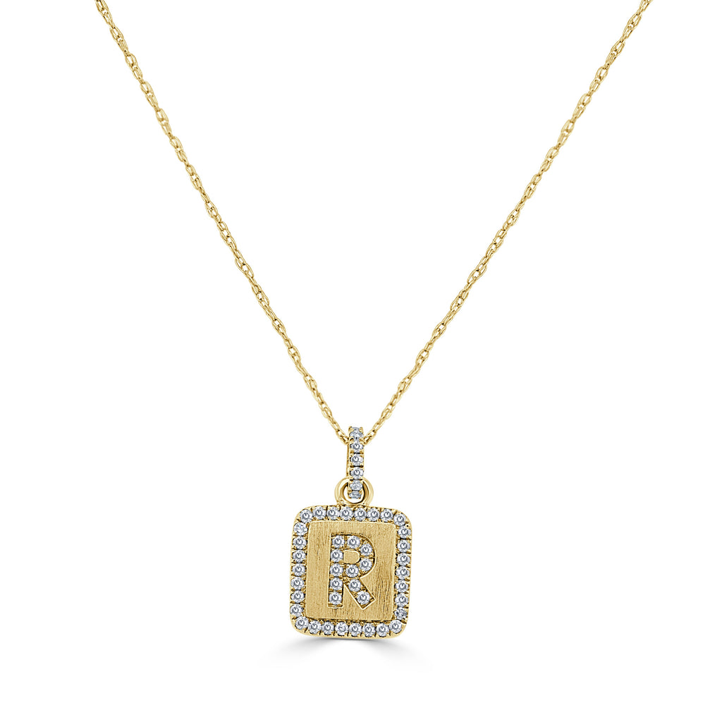 Diamond Small Initial Necklace, 14K