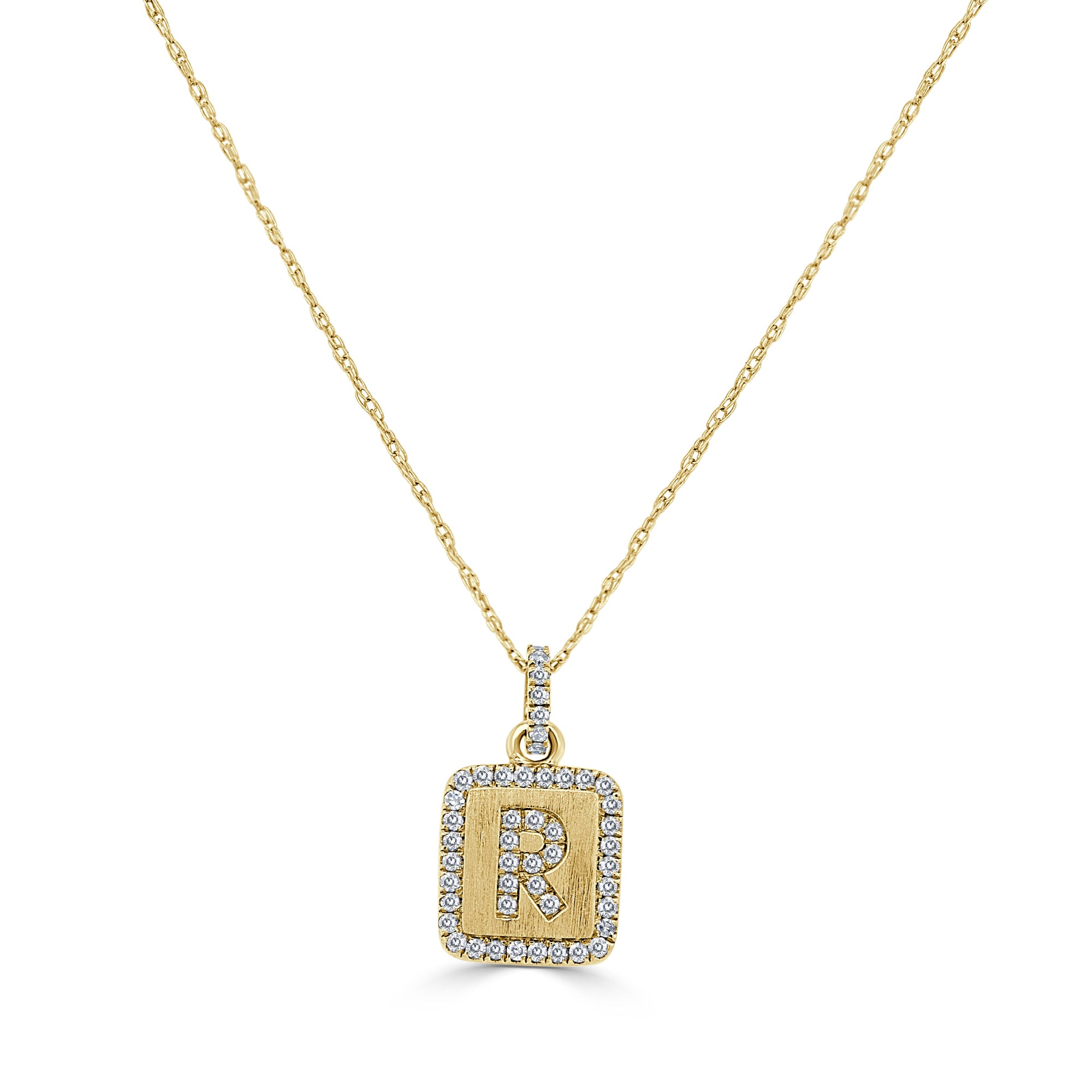 Diamond Small Initial Necklace, 14K