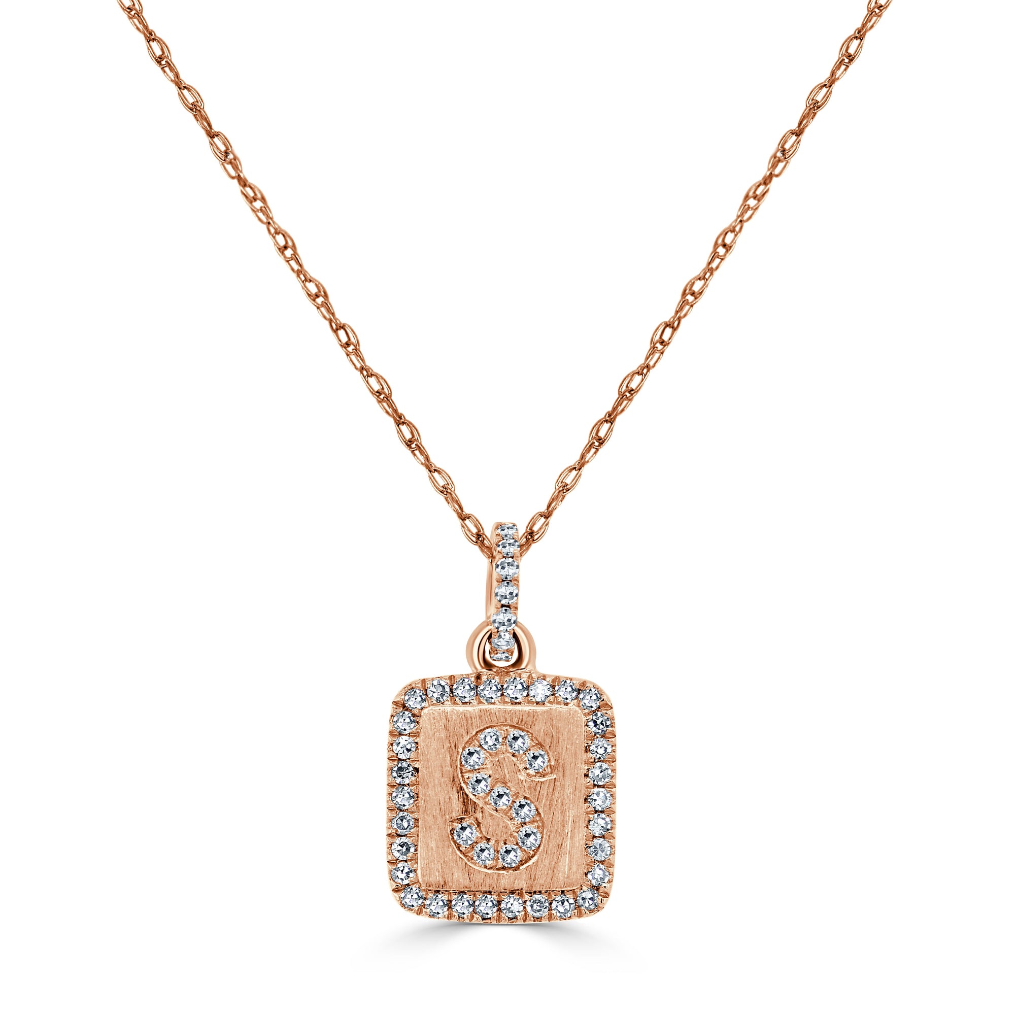 Diamond Small Initial Necklace, 14K