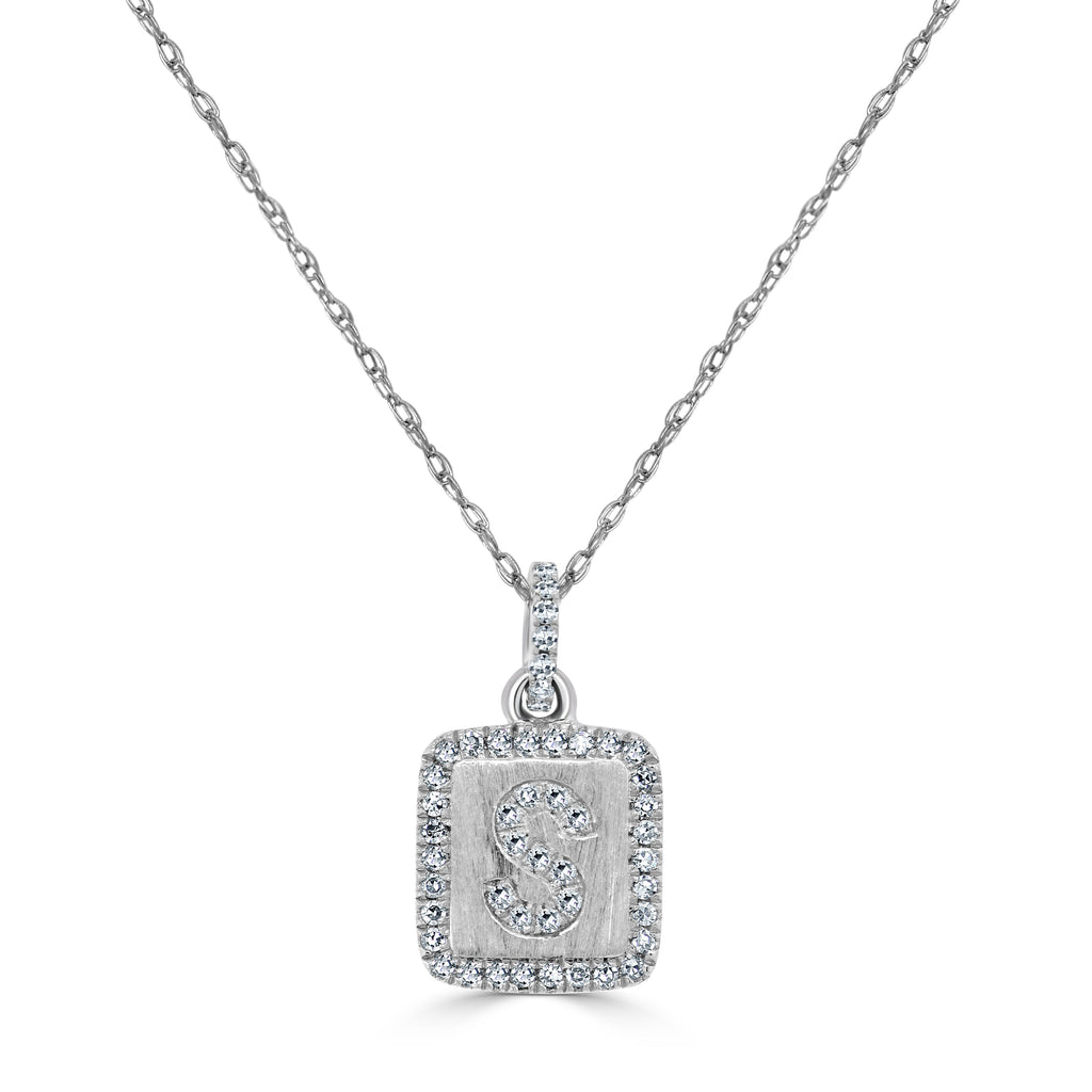 Diamond Small Initial Necklace, 14K