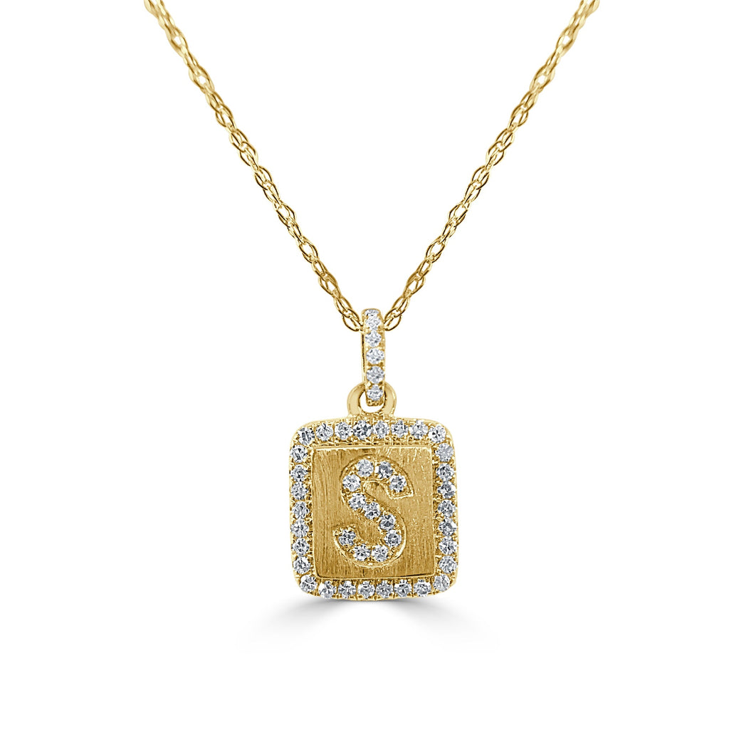 Diamond Small Initial Necklace, 14K