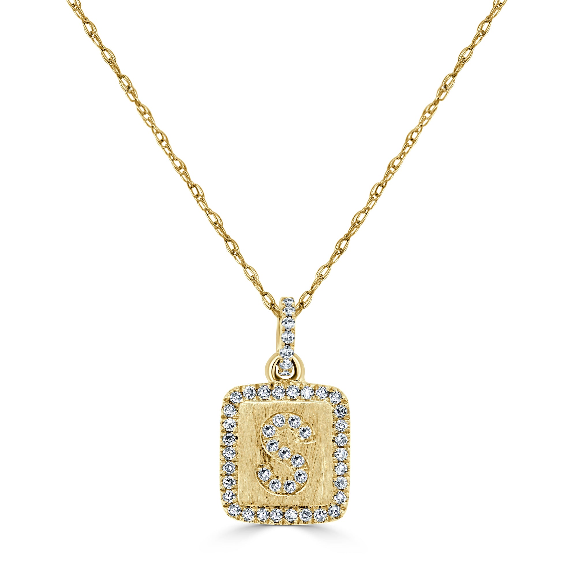 Diamond Small Initial Necklace, 14K