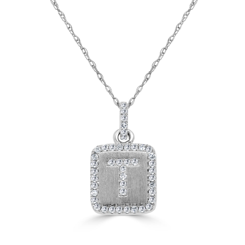 Diamond Small Initial Necklace, 14K