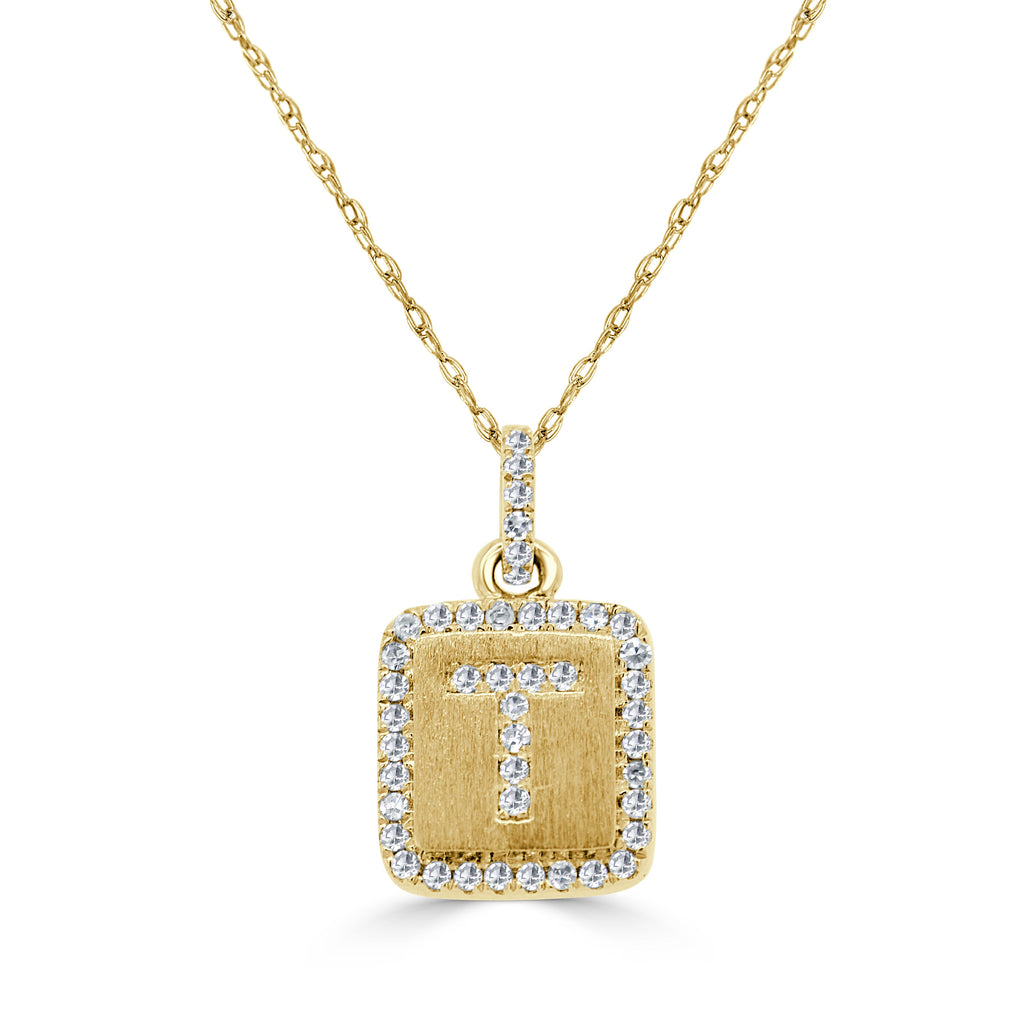Diamond Small Initial Necklace, 14K